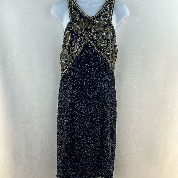 Vintage Lawrence Kazar Beaded Cocktail Dress - Picture 1 of 15